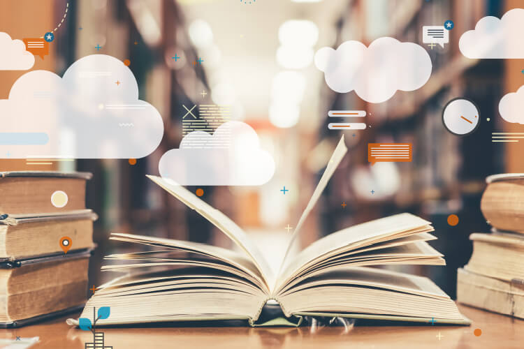 LIbrary Book with Clouds